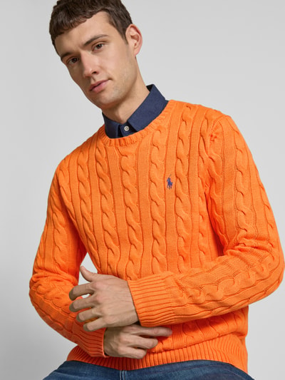 Polo Ralph Lauren Gebreide pullover met ribboorden, model 'DRIVER' Oranje - 3