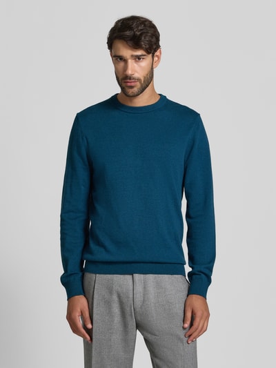 MCNEAL Strickpullover aus Baumwoll-Kaschmir-Mix mit Rundhalsausschnitt Petrol Melange 4