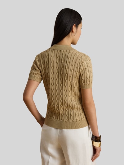Lauren Ralph Lauren Koszulka polo o kroju regular fit z tkanego materiału – mieszanka bawełny Camel 5