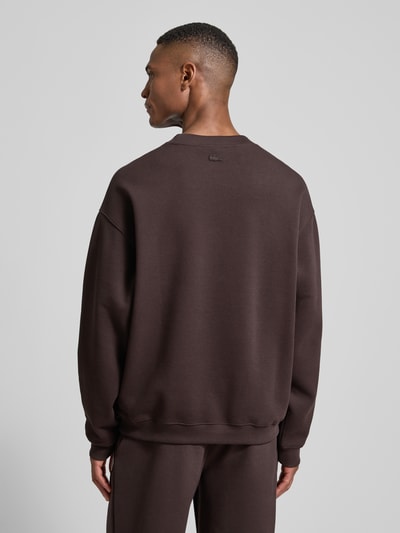 Lacoste Loose fit sweatshirt van katoenmix Chocoladebruin - 5