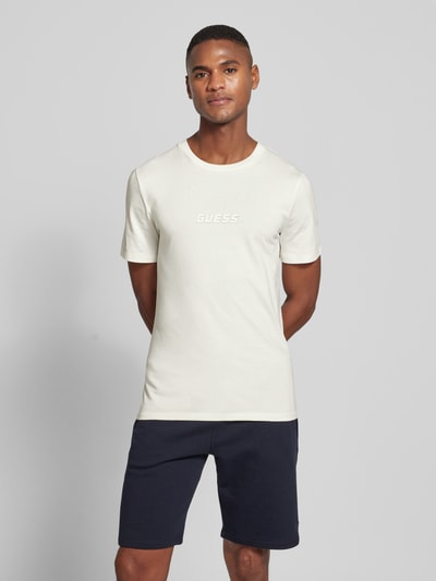 Guess Activewear T-Shirt mit Label-Print Offwhite 4