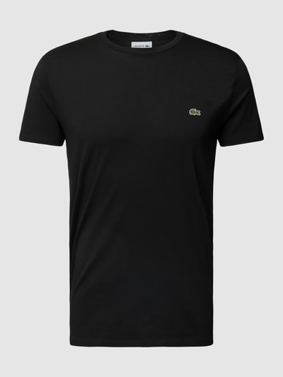 Lacoste T-Shirt in unifarbenem Design Modell 'Supima' Black 2