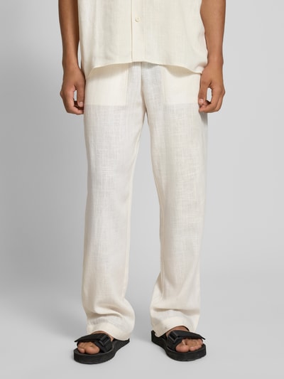 Pegador Wide Leg Stoffhose aus Viskose-Leinen-Mix Modell 'Lavus' Ecru 4
