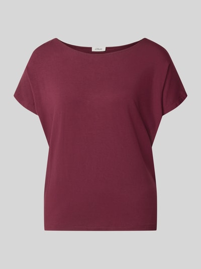 Productfoto, Oversized T-Shirt uit viscose-mix van s.Oliver RED LABEL in bordeauxrood met gladde textuur en rechte vormen