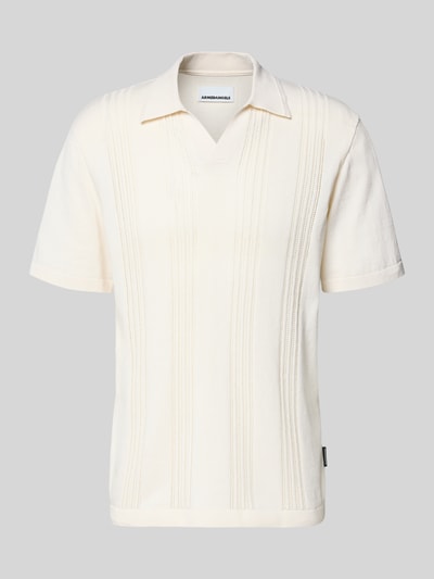 Produktfoto, Relaxed Fit Poloshirt aus reiner Baumwolle von Armedangels in Optik: Unifarben, Feinstrick, Label-Patch, gerippter Kurzarm