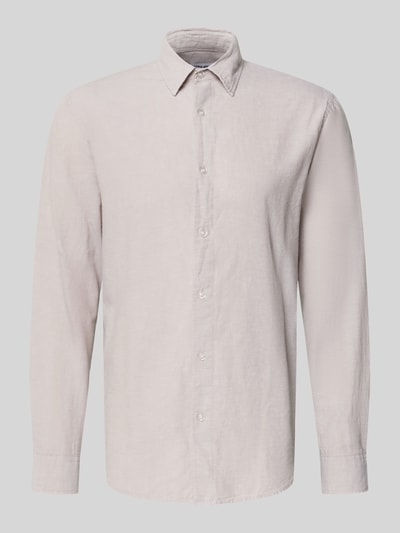 Produktfoto, Regular Fit Freizeithemd mit Kentkragen Modell 'BREEZE' von Jack & Jones in hellem Baumwoll-Leinen-Mix, glatte Textur, Knopfleiste