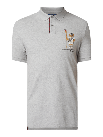 Polo Ralph Lauren Koszulka polo o kroju custom slim fit z wyhaftowanym niedźwiedziem Średnioszary melanż 2