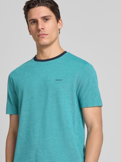 Gant T-shirt met structuurmotief Oceaanblauw - 3