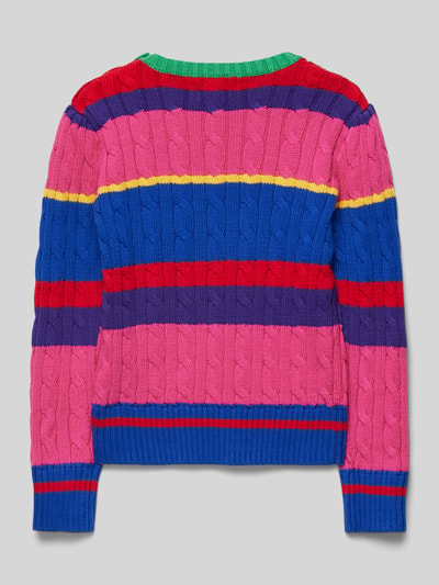 Polo Ralph Lauren Kids Gebreide pullover met kabelpatroon Felroze - 3