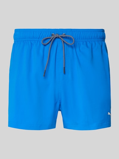 Produktfoto, Badehose mit Seitentaschen und Klettverschlusstasche hinten von PUMA in Blau, elastischer Bund, Regular Fit, glatte Textur