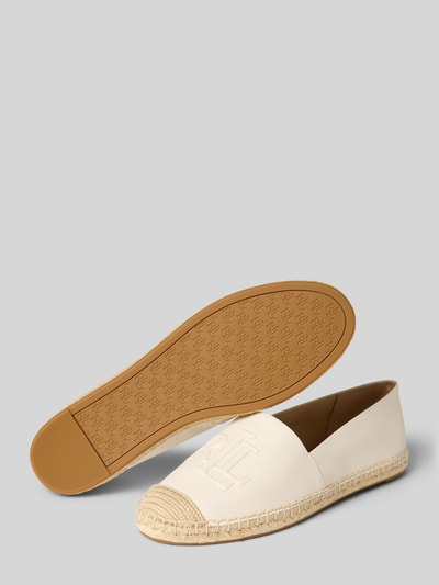 Produktfoto, Espadrilles mit Logo Detail Modell 'CAMERYN LG 2' von Lauren Ralph Lauren in Melange-Optik, Schuhspitze Rund, flache Absatzform, Logo-Applikation, Schlupf/offen, Sohle leicht strukturiert, Materialverarbeitung Glattleder