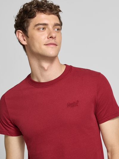 Superdry T-shirt met labelstitching Bordeaux - 3
