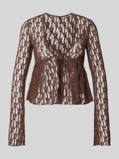 ONLY Shaped Fit Blusentop mit Bindeverschluss Modell 'LAYA' Schoko 2