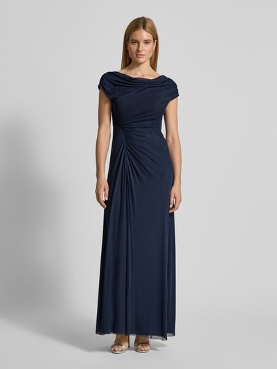Christian Berg Cocktail Abendkleid mit Raffungen Dunkelblau 4