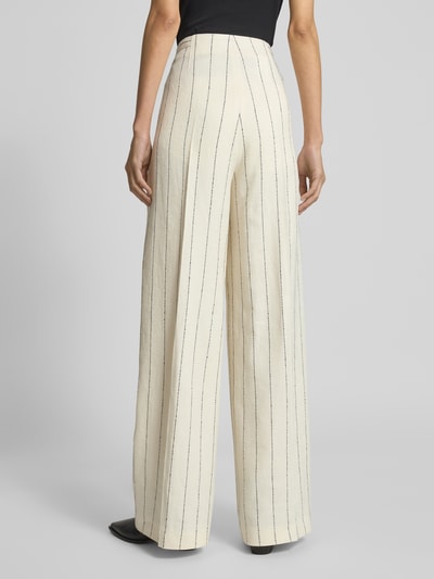 BOSS Wide Leg Leinenhose mit Bindegürtel Modell 'Tiana' Offwhite 5