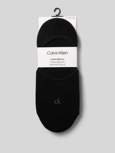 CK Calvin Klein Sokken met logostitching in een set van 3 paar, model 'Footie' Zwart - 3