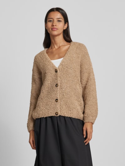 ZABAIONE Strickjacke mit gerippten Abschlüssen Taupe 4