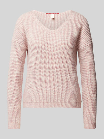 QS Gebreide pullover met V-hals Roze - 2