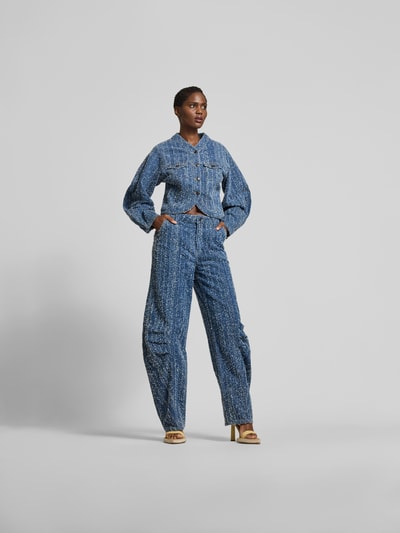 ROTATE Cropped Jeansjacke mit Ballonärmeln Jeansblau 1