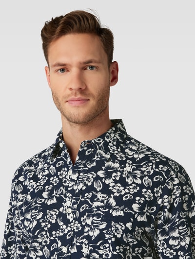 Gant Regular fit vrijetijdsoverhemd van linnenmix met kentkraag Marineblauw - 3