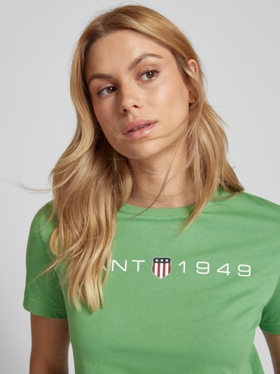 Gant T-Shirt mit Label-Print Gruen 3