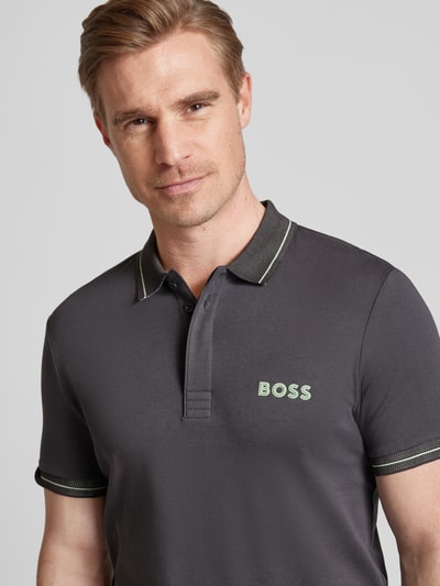 BOSS Green Poloshirt mit Label-Print Modell 'Paule' Anthrazit 3