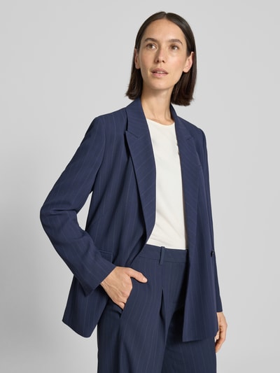 BOSS Długi żakiet o kroju relaxed fit w cienkie prążki Granatowy 3