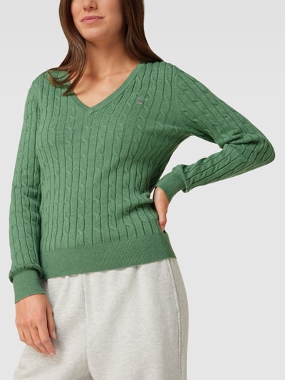 GANT Strickpullover mit Zopfmuster Hellgruen 3