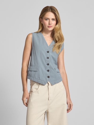 Marc O'Polo Regular fit gilet van een mix van katoen en linnen Lichtblauw - 4