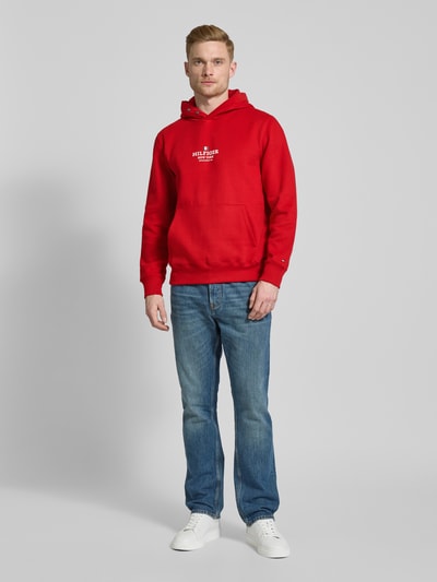 Tommy Hilfiger Hoodie met labelprint en kangoeroezak Rood - 1