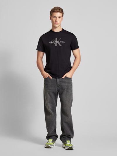 Calvin Klein Jeans T-shirt met labelprint Zwart - 1