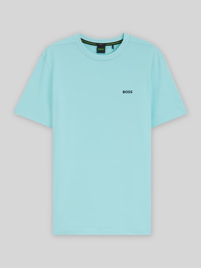 BOSS Green męski t-shirt o kroju regular fit z mieszanki bawełny Morski 2
