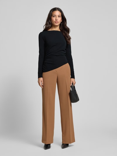 GUIDO MARIA KRETSCHMER WOMAN Slim fit shirt met lange mouwen in geplooide look, model 'Hellen' Zwart - 1