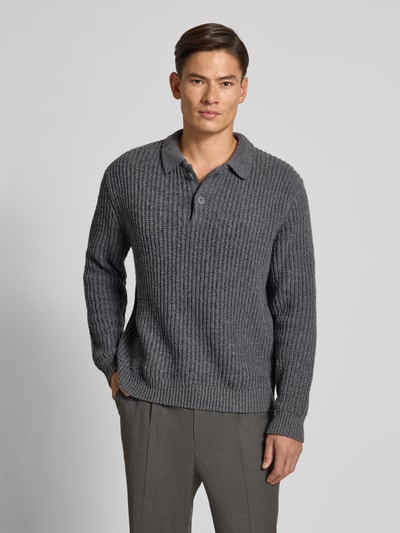 JAKE*S STUDIO MEN Strickpullover mit Kentkragen Dunkelgrau Melange 4