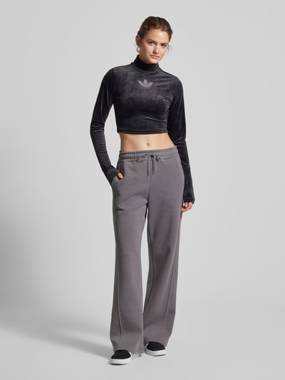 adidas Originals Cropped Longsleeve mit Stehkragen und Ziersteinbesatz Black 1