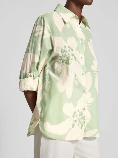OPUS Regular fit overhemdblouse met doorknoopsluiting Lichtgroen gemêleerd - 3