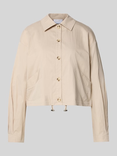 Produktfoto, Cropped Jacke mit Eingrifftaschen von Jake*s Collection in Beige, reine Baumwolle, Umlegekragen, Knopfleiste, strukturierte Oberfläche