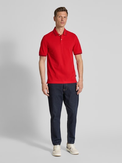 bugatti Regular fit poloshirt met labeldetail Rood - 1