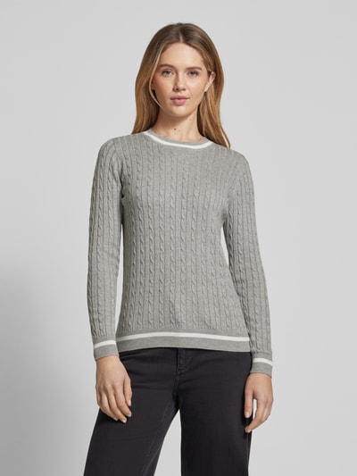 Christian Berg Woman Strickpullover mit gerippten Abschlüssen Silber Melange 4