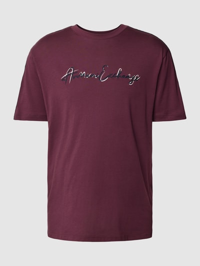 ARMANI EXCHANGE Regular Fit T-Shirt mit Label-Stitching Bordeaux 2