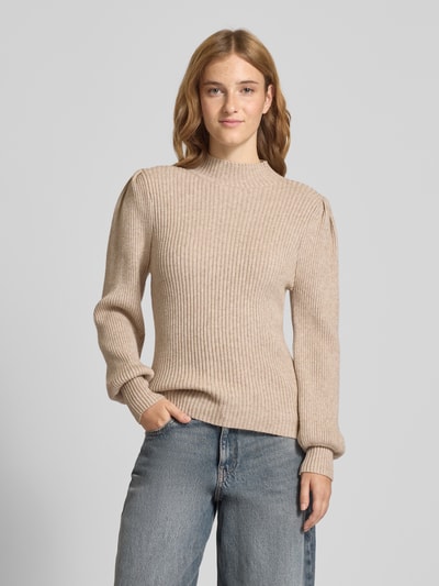 Only Regular Fit Strickpullover aus Viskose-Mix Modell 'KATIA' Beige Melange 4