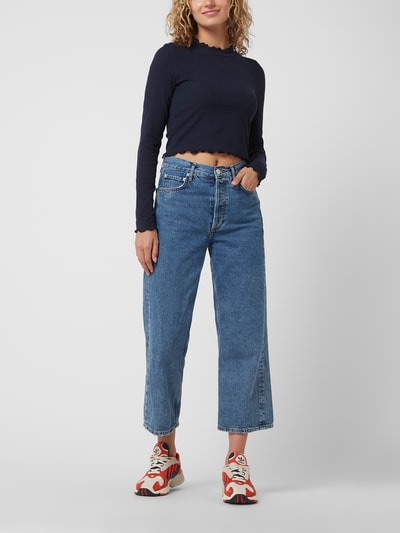 Tom Tailor Denim Cropped Shirt mit Rippenstruktur  Marine 1