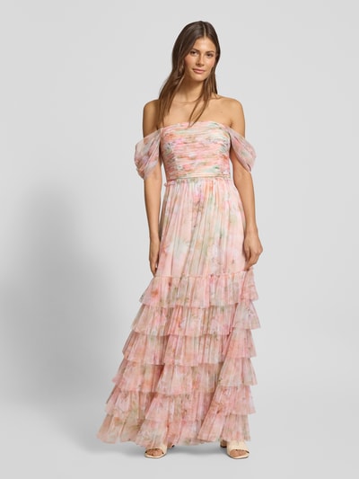 Jake*s Cocktail Abendkleid mit Raffungen Apricot Melange 4