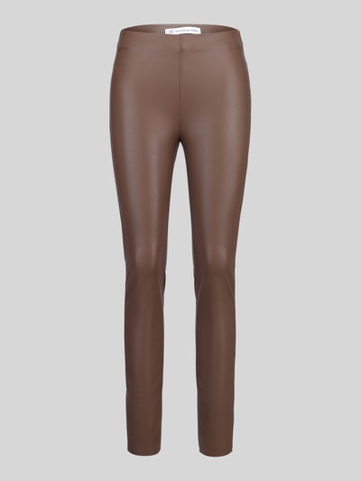 Produktfoto, braune Slim Fit Kunstlederhose aus Viskose-Mix Modell 'RESA' von Raffaello Rossi, Damen Leder- / Kunstlederhose