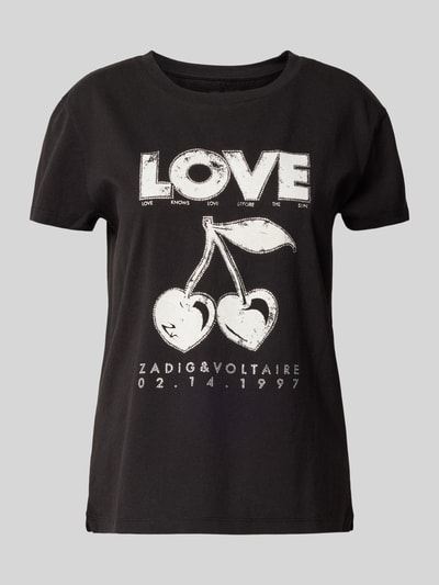 Zadig & Voltaire T-shirt met strass-steentjes, model 'WALK' Zwart - 2