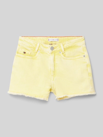 Tommy Hilfiger Teens Jeansshorts mit Fransen Modell 'HARPER' Hellgelb 1