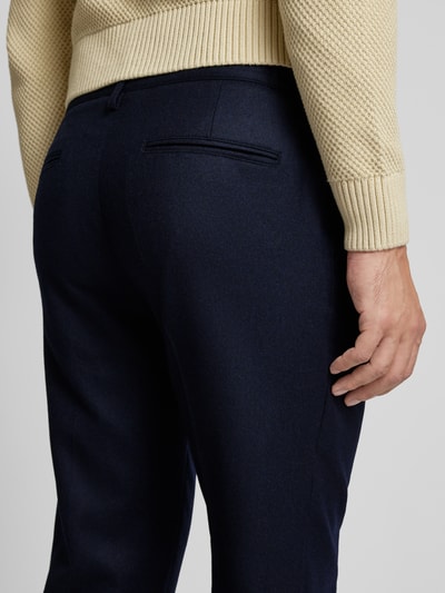 Profuomo Chino met bandplooien Marineblauw - 3