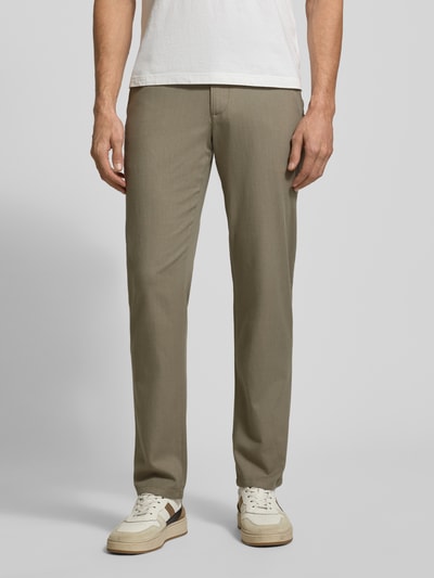 Christian Berg Men Straight fit stoffen broek van viscosemix Kaki gemêleerd - 4