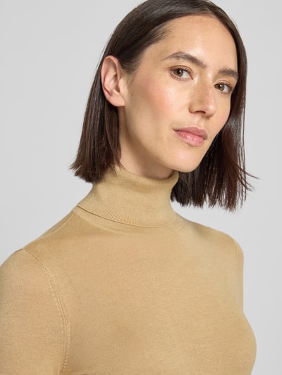 Lauren Ralph Lauren Regular fit coltrui met zijde, model 'ZOE' Camel - 3