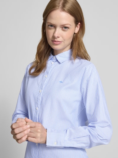 Fynch-Hatton Regular fit overhemdblouse met logostitching Koningsblauw - 3